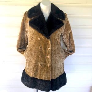 Vtg Montgomery Ward Faux Fur Coat Crushed Velvet